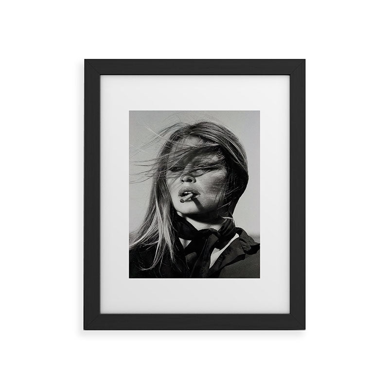 Brigitte Bardot Smoking a Cigarette, Black and White Photograph Framed Art Print Gallery Image 32