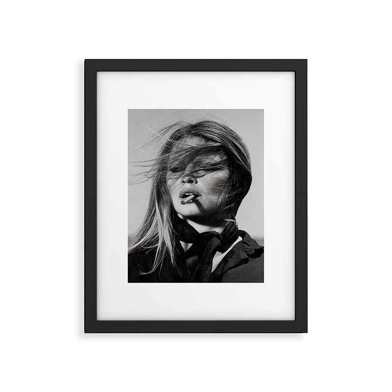 Brigitte Bardot Smoking a Cigarette, Black and White Photograph Framed Art Print Gallery Image 4