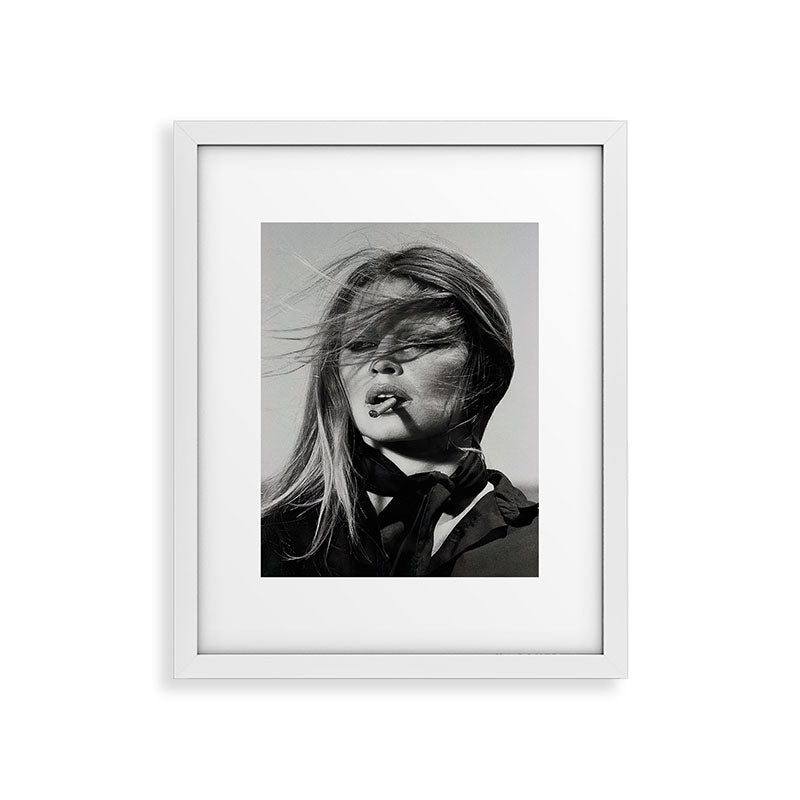 Brigitte Bardot Smoking a Cigarette, Black and White Photograph Framed Art Print Gallery Image 23