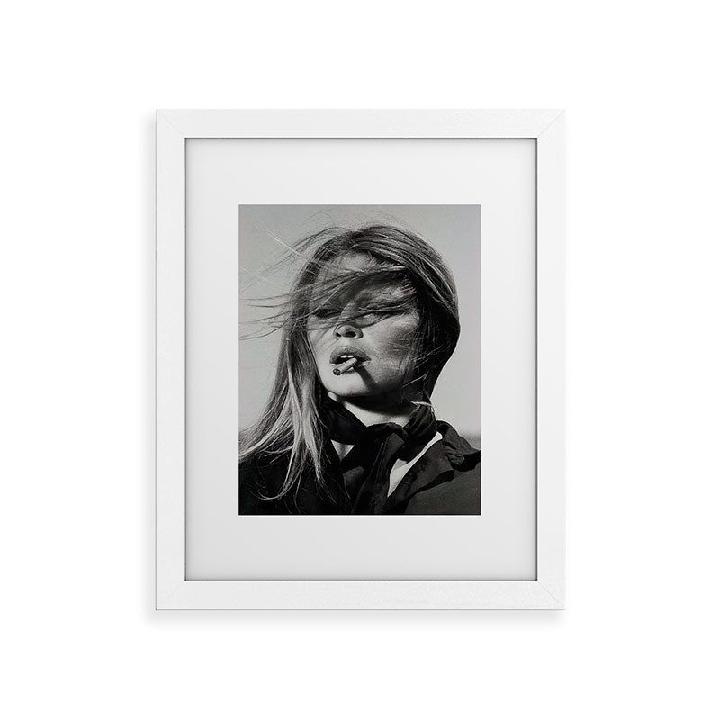 Brigitte Bardot Smoking a Cigarette, Black and White Photograph Framed Art Print Gallery Image 50