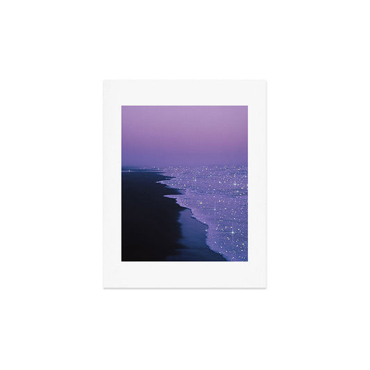 PURPLE MAGIC | seascape | glitter collage art | aesthetic of nature | yana potter digital art Art Print Gallery Image 2