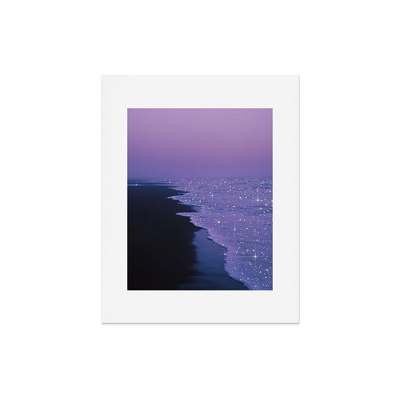 PURPLE MAGIC | seascape | glitter collage art | aesthetic of nature | yana potter digital art Art Print Gallery Image 4
