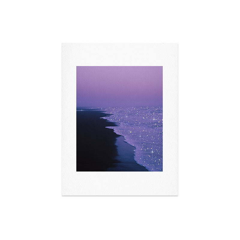 PURPLE MAGIC | seascape | glitter collage art | aesthetic of nature | yana potter digital art Art Print Gallery Image 6